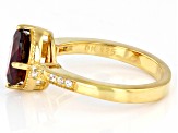 Pre-Owned Magenta Rhodolite With White Zircon 18K Yellow Gold Over Sterling Silver Ring 2.00ctw