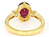 Pre-Owned Magenta Rhodolite With White Zircon 18K Yellow Gold Over Sterling Silver Ring 2.00ctw