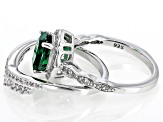 Pre-Owned Green Lab Created Emerald Rhodium Over Sterling Silver Ring 1.84ctw