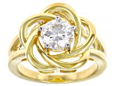 Pre-Owned Moissanite 14k Yellow Gold Over Silver Ring And Earring Set 1.92ctw DEW
