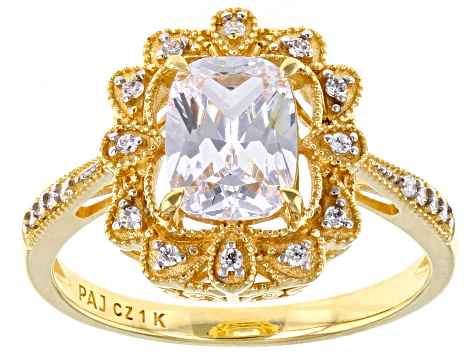 Pre-Owned White Cubic Zirconia 1k Yellow Gold Ring 2.35ctw
