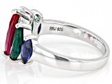 Pre-Owned Red Lab Created Ruby Rhodium Over Sterling Silver Ring 2.26ctw