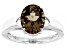 Pre-Owned Brown Smoky Quartz Rhodium Over Sterling Silver Solitaire Ring 2.16ctw