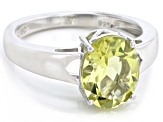 Pre-Owned Yellow Quartz Rhodium Over Sterling Silver Solitaire Ring 2.25ct