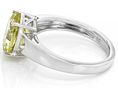 Pre-Owned Yellow Quartz Rhodium Over Sterling Silver Solitaire Ring 2.25ct