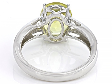 Pre-Owned Yellow Quartz Rhodium Over Sterling Silver Solitaire Ring 2.25ct