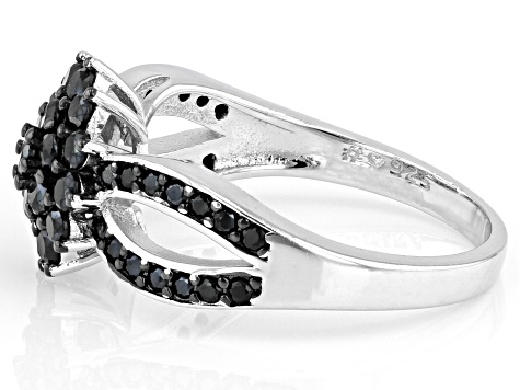 Pre-Owned Black Spinel Rhodium Over Sterling Silver Ring 1.00ctw