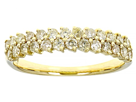 Pre-Owned Natural Light Yellow Diamond 10k Yellow Gold Band Ring 0.60ctw