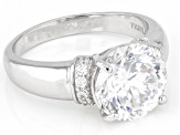 Pre-Owned White Cubic Zirconia Rhodium Over Sterling Silver 100 Facet Cut Ring 4.68ctw