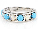 Pre-Owned Blue Sleeping Beauty Turquoise Rhodium Over Silver Band Ring 0.50ctw
