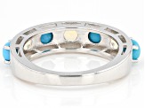 Pre-Owned Blue Sleeping Beauty Turquoise Rhodium Over Silver Band Ring 0.50ctw