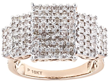 Picture of Pre-Owned Candlelight Diamonds™ 10k Rose Gold Cluster Ring 1.75ctw