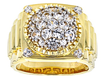 Picture of Pre-Owned White Zircon 10k Yellow Gold Mens Ring 2.08ctw