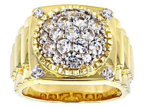 Pre-Owned White Zircon 10k Yellow Gold Mens Ring 2.08ctw