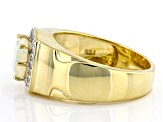 Pre-Owned Multi Color Square Cushion Ethiopian Opal 10k Yellow Gold Men's Ring 1.15ctw