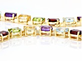 Pre-Owned Multi-Gemstone 18K Yellow Gold Over Sterling Silver Tennis Necklace 38.68ctw