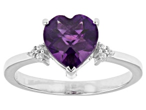 Pre-Owned Purple Amethyst With White Zircon Rhodium Over Sterling Silver Ring 1.47ctw