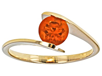 Picture of Pre-Owned Orange Fire Opal 10k Yellow Gold Solitaire Ring 0.46ct
