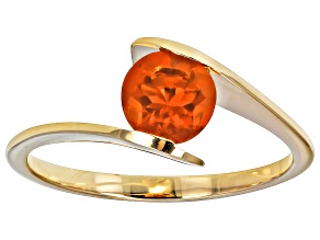 Pre-Owned Orange Fire Opal 10k Yellow Gold Solitaire Ring 0.46ct