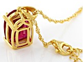 Pre-Owned Red Lab Created Ruby 18k Yellow Gold Over Sterling Silver Pendant With Chain 6.57ctw
