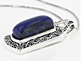 Pre-Owned Blue Lapis Lazuli Sterling Silver Pendant With Chain