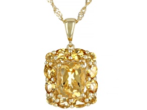 Pre-Owned Yellow Citrine 18k Yellow Gold Over Silver Pendant With Chain 2.28ctw