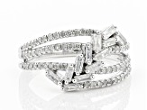 Pre-Owned White Diamond 10K White Gold Crossover Ring 0.75ctw