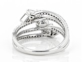 Pre-Owned White Diamond 10K White Gold Crossover Ring 0.75ctw