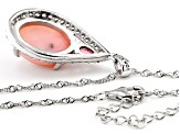 Pre-Owned 16x12mm Pink Opal With Pink Spinel And White Zircon Rhodium Over Silver Pendant With Chain