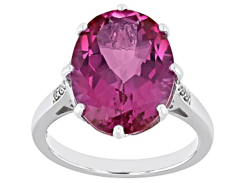 Picture of Pre-Owned Pink Topaz Rhodium Over Sterling Silver Ring 9.83ctw