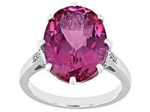 Pre-Owned Pink Topaz Rhodium Over Sterling Silver Ring 9.83ctw