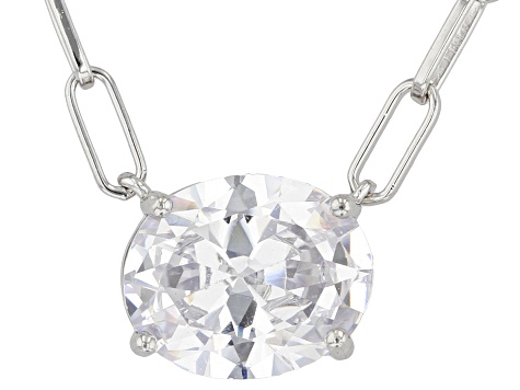 Pre-Owned White Cubic Zirconia Rhodium Over Sterling Silver Paperclip Necklace 4.59ctw - P4063A - Vimarsana News