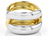 Pre-Owned Rhodium Over Sterling Silver & 18k Yellow Gold Over Sterling Silver Interlocked Band Ring