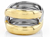 Pre-Owned Rhodium Over Sterling Silver & 18k Yellow Gold Over Sterling Silver Interlocked Band Ring