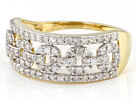 Pre-Owned White Diamond 14k Yellow Gold Open Design Ring 0.45ctw