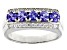 Pre-Owned Blue Tanzanite With White Zircon Rhodium Over Sterling Silver Men's Ring 1.68ctw