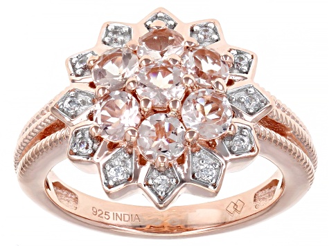 Pre-Owned Peach Morganite 18k Rose Gold Over Sterling Silver Ring 1.08ctw
