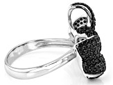 Pre-Owned Black Spinel Rhodium Over Sterling Silver Bow Ring 1.40ctw