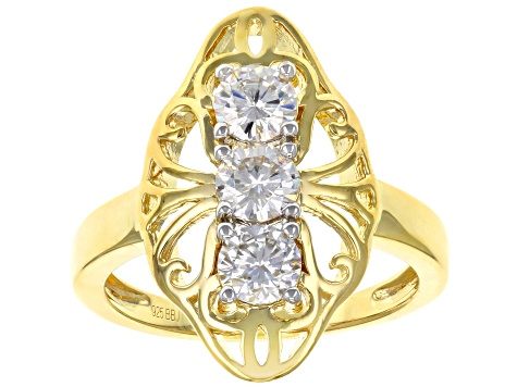Pre-Owned Moissanite 14k Yellow Gold Over Silver Ring .99ctw DEW