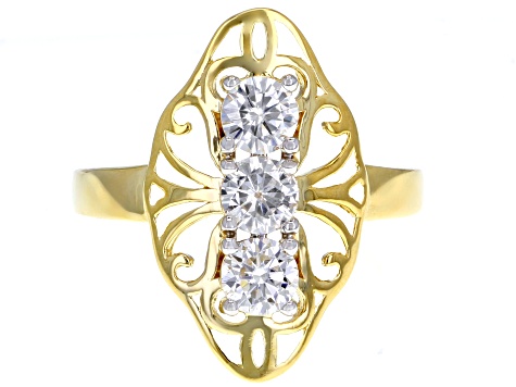 Pre-Owned Moissanite 14k Yellow Gold Over Silver Ring .99ctw DEW