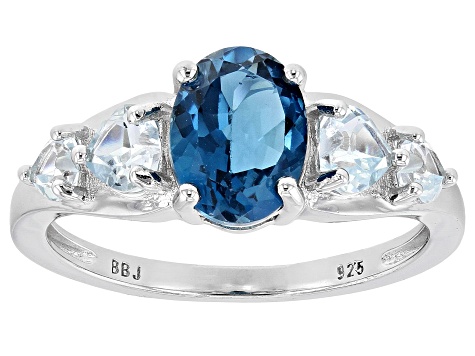 Pre-Owned London Blue Topaz Rhodium Over Silver Ring 2.10ctw