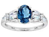 Pre-Owned London Blue Topaz Rhodium Over Silver Ring 2.10ctw