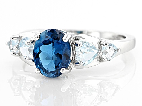 Pre-Owned London Blue Topaz Rhodium Over Silver Ring 2.10ctw