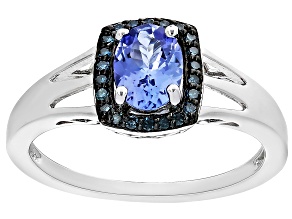 Pre-Owned Blue Tanzanite Rhodium Over Sterling Silver Ring 0.90ctw