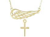 Pre-Owned 10k Yellow Gold Cross & Angel Wing 17 Inch Necklace