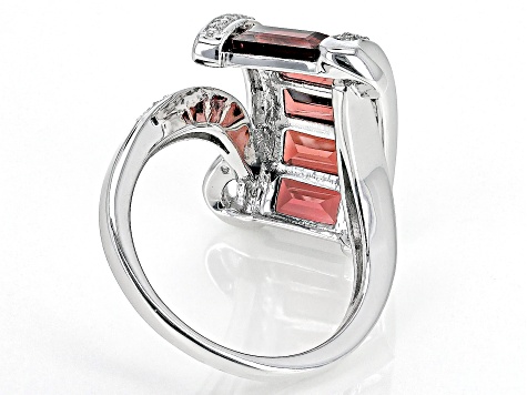 Pre-Owned Red Garnet Rhodium Over Sterling Silver Ring 4.70ctw