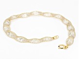Pre-Owned 14K Yellow Gold White Cubic Zirconia Oval Crochet D'Tuscano Bracelet