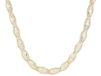 Picture of Pre-Owned 14k Yellow Gold White Cubic Zirconia Oval Crochet D'Tuscano 18 Inch Necklace