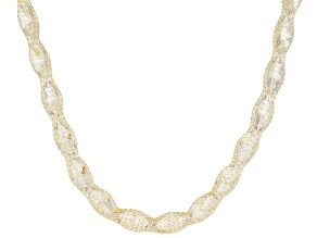 Pre-Owned 14k Yellow Gold White Cubic Zirconia Oval Crochet D'Tuscano 18 Inch Necklace
