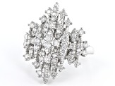 Pre-Owned White Diamond 14k White Gold Cluster Ring 1.00ctw